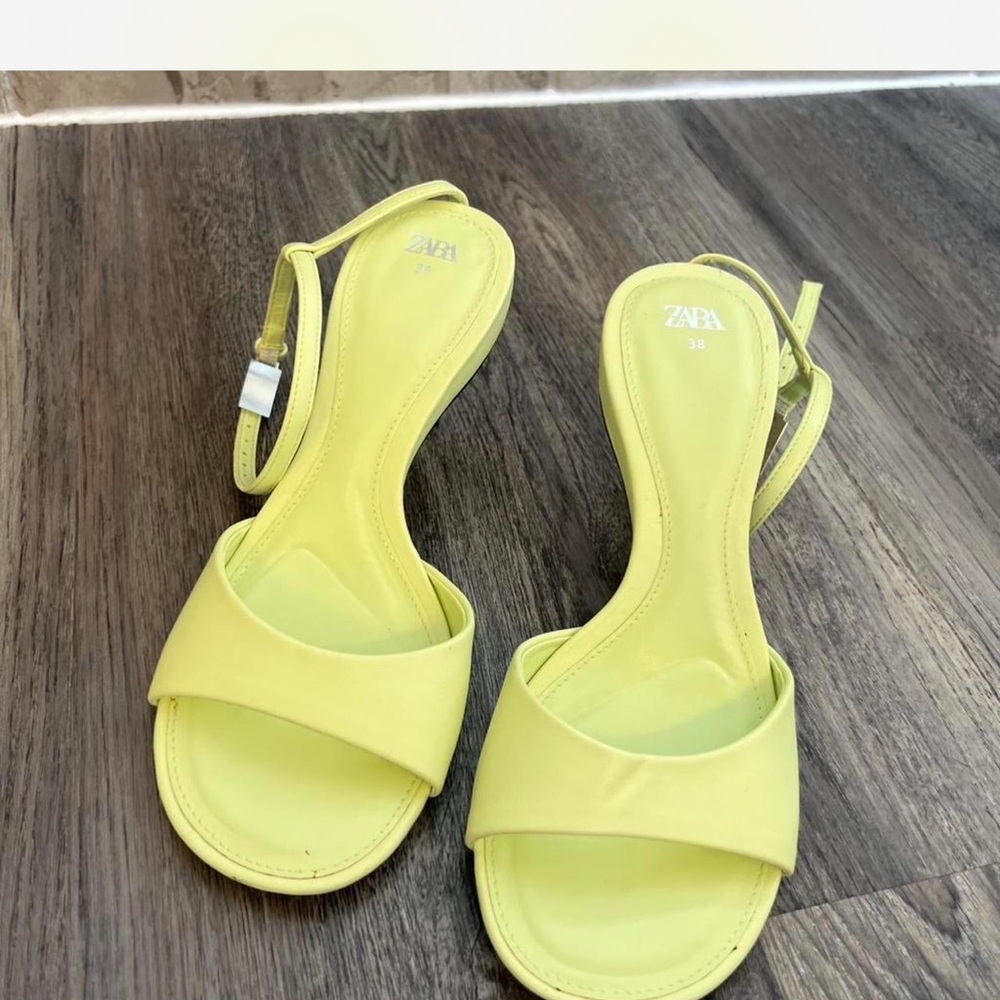 Zara Lime Green Ankle Strap Heels 7.5 - Picture 4 of 7